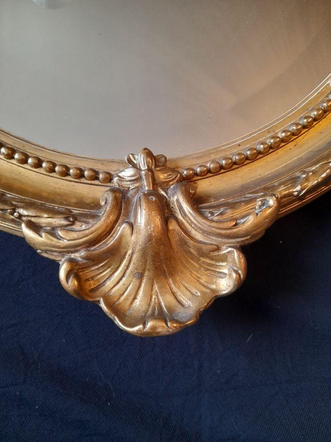 GRAND MIROIR EN BOIS DORE ET STUC NAPOLEON III