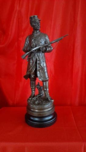 STATUE BRONZE MILITAIRE FIN XIXEME FANTASSIN 1ERE GUERRE MONDIALE PAR CHARLES ANFRIE