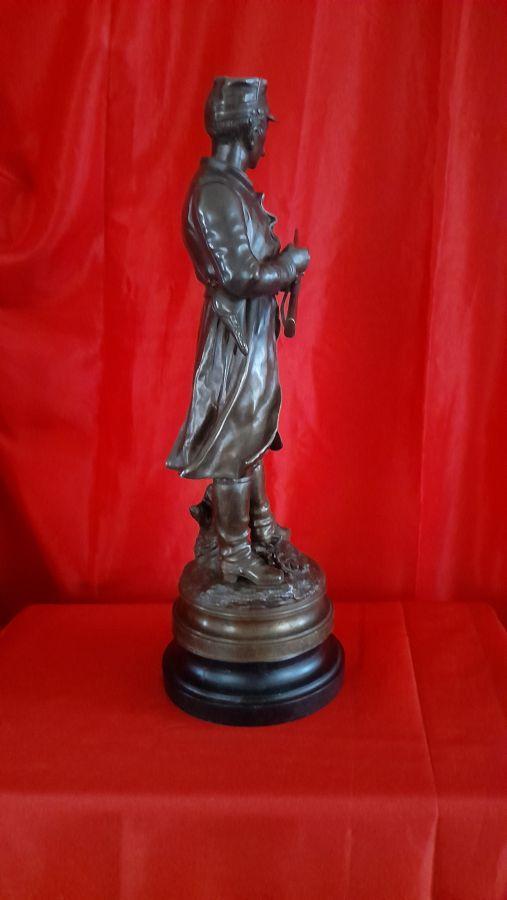 STATUE BRONZE MILITAIRE FIN XIXEME FANTASSIN 1ERE GUERRE MONDIALE PAR CHARLES ANFRIE