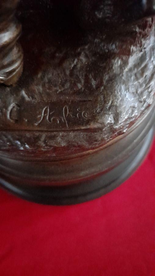 STATUE BRONZE MILITAIRE FIN XIXEME FANTASSIN 1ERE GUERRE MONDIALE PAR CHARLES ANFRIE