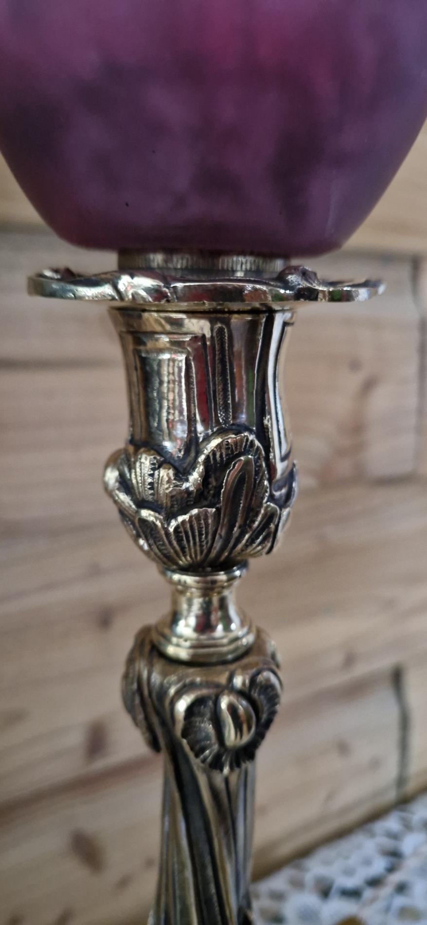 Paire de lampes en bronze tulipes Daum Nancy