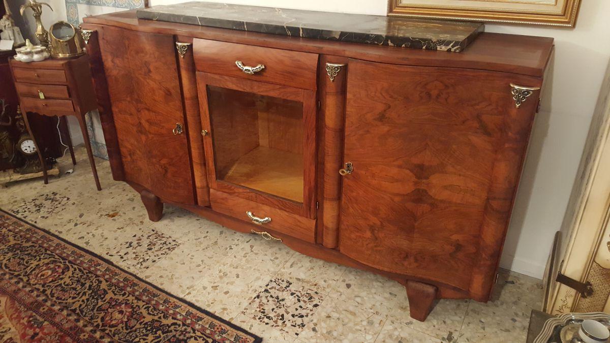 Enfilade 1930 forme violon en ronce de noyer