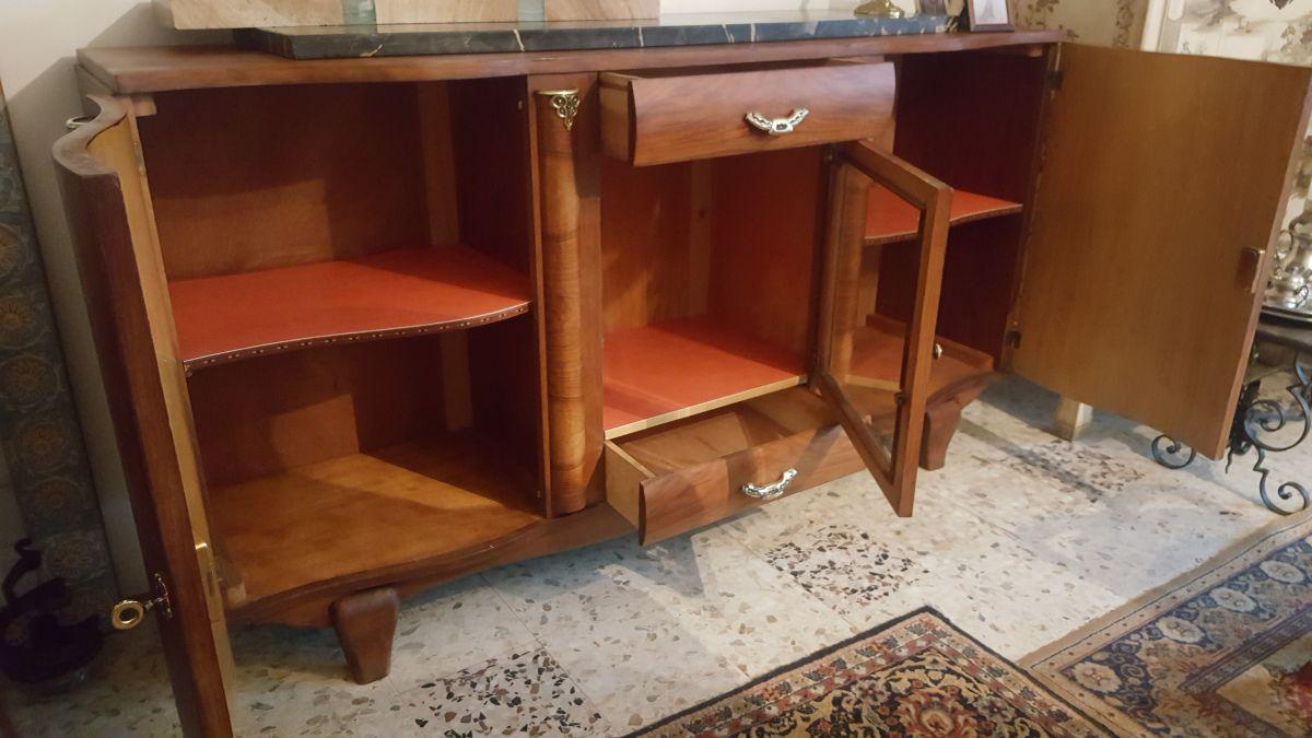 Enfilade 1930 forme violon en ronce de noyer