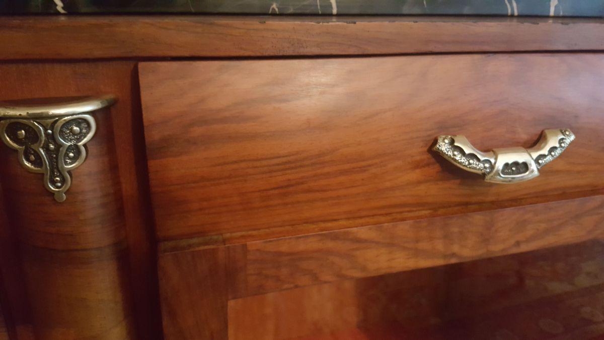 Enfilade 1930 forme violon en ronce de noyer