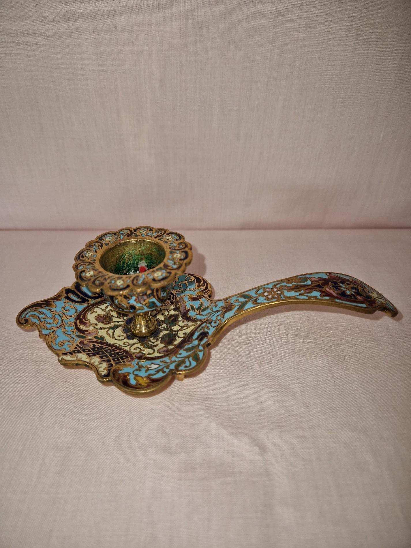 Petit bougeoir en cloisonné époque fin XIXéme