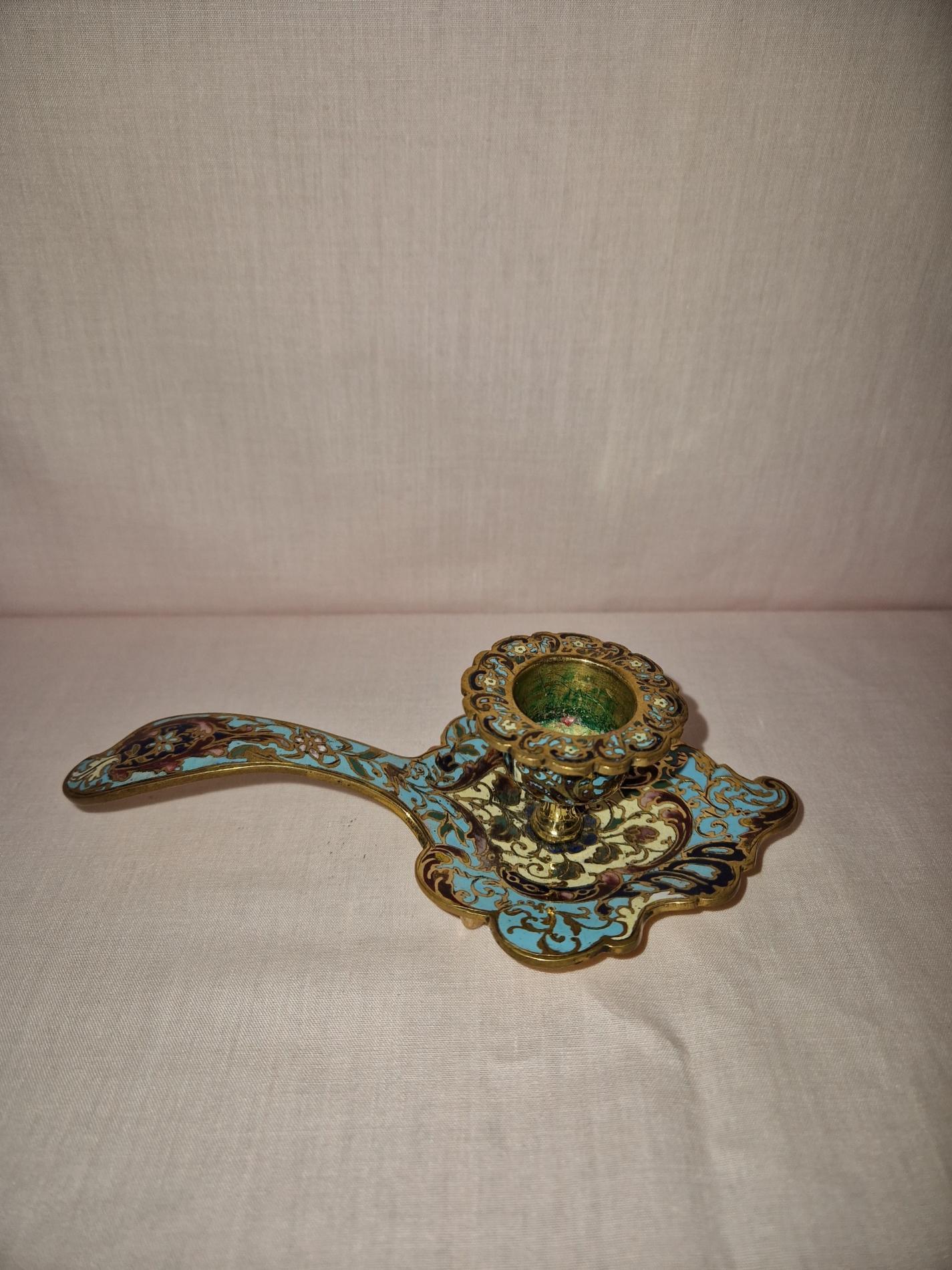 Petit bougeoir en cloisonné époque fin XIXéme