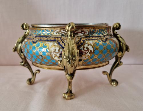 Petite jardinière en bronze cloisonné époque fin XIXéme